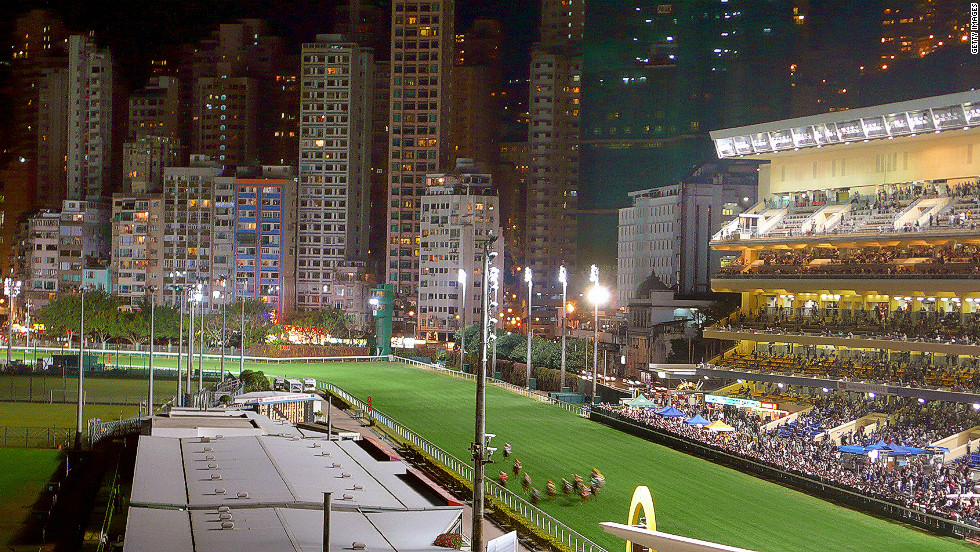 Happy Valley Racecourse was built in 1845 to provide horse racing for expat Britons living in Hong Kong. It&#39;s surrounded by giant apartments and skyscrapers -- giving visitors an unusually beautiful scenic view.