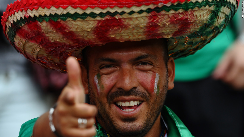 A Mexican fan watches the men&#39;s soccer match Thursday between Mexico and South Korea in Newcastle-upon-Tyne.