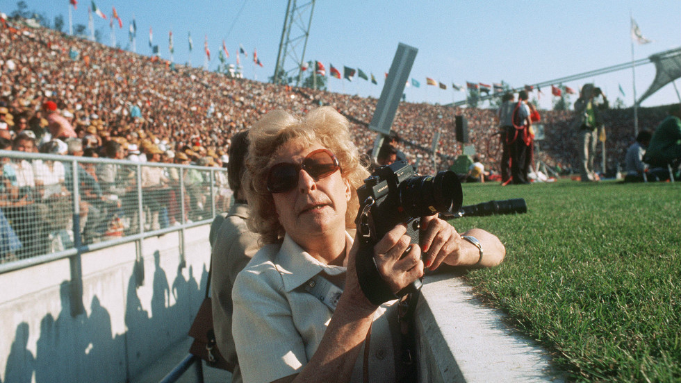But there were still remnants of the past. Hitler&#39;s favorite movie maker and propagandist Leni Riefenstahl is pictured here at the Olympic stadium.  