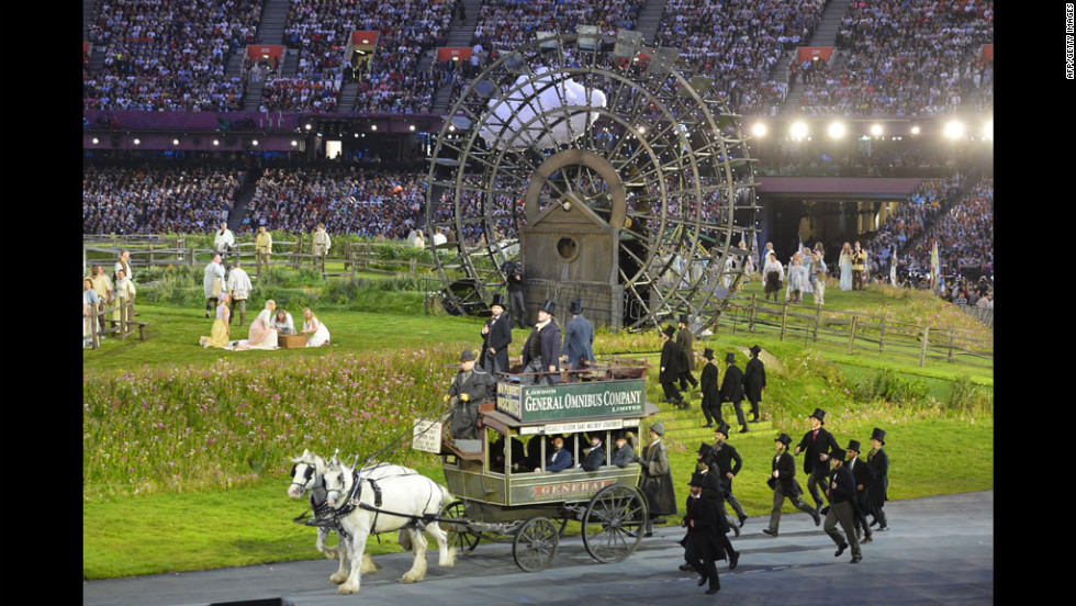 Artists arrive in a horse and carriage.