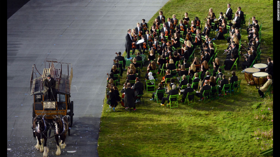 The London Symphony Orchestra performs during the opening ceremony.