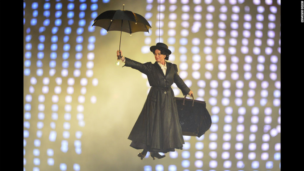 An actor dressed as Mary Poppins performs in the GOSH and NHS scene.