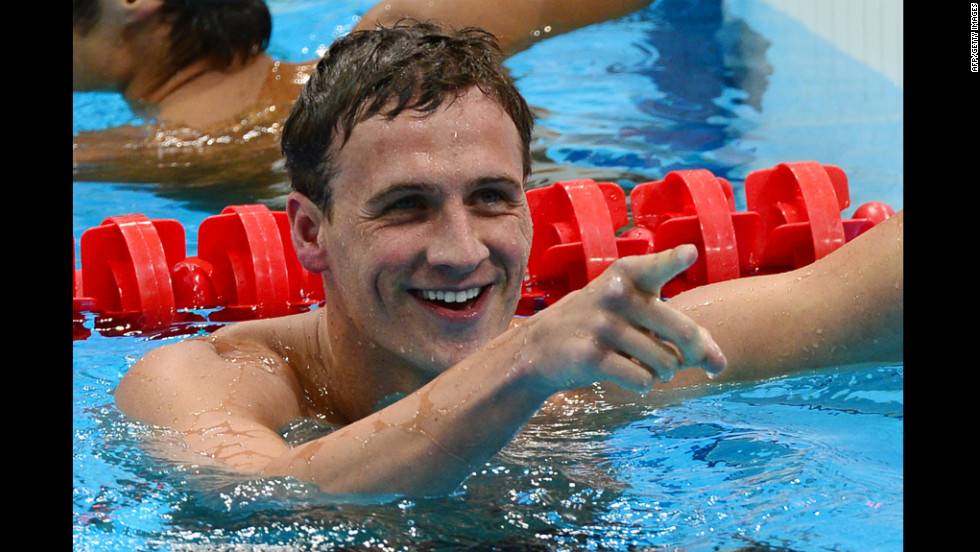 Lochte reacts after winning the men&#39;s 400-meter individual medley final. U.S. teammate and competitor Michael Phelps finished fourth. 