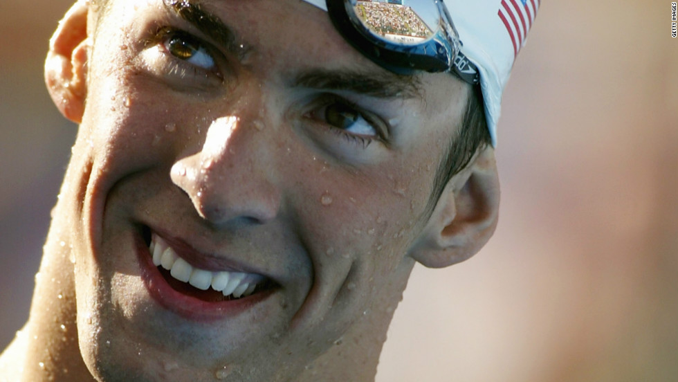 Phelps smiles after winning the 200-meter butterfly during the U.S. Olympic Trials in 2004.
