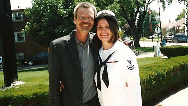 Samantha Schilling, with her father, lost several colleagues in the USS Cole bombing.