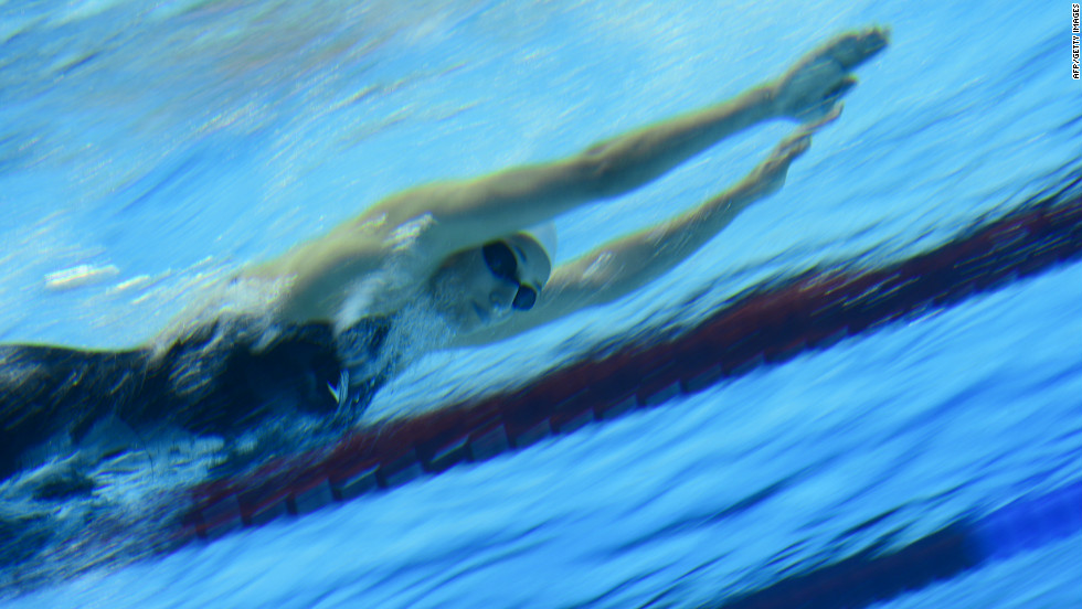 Dana Vollmer competes in the women&#39;s 4x200-meter freestyle relay.