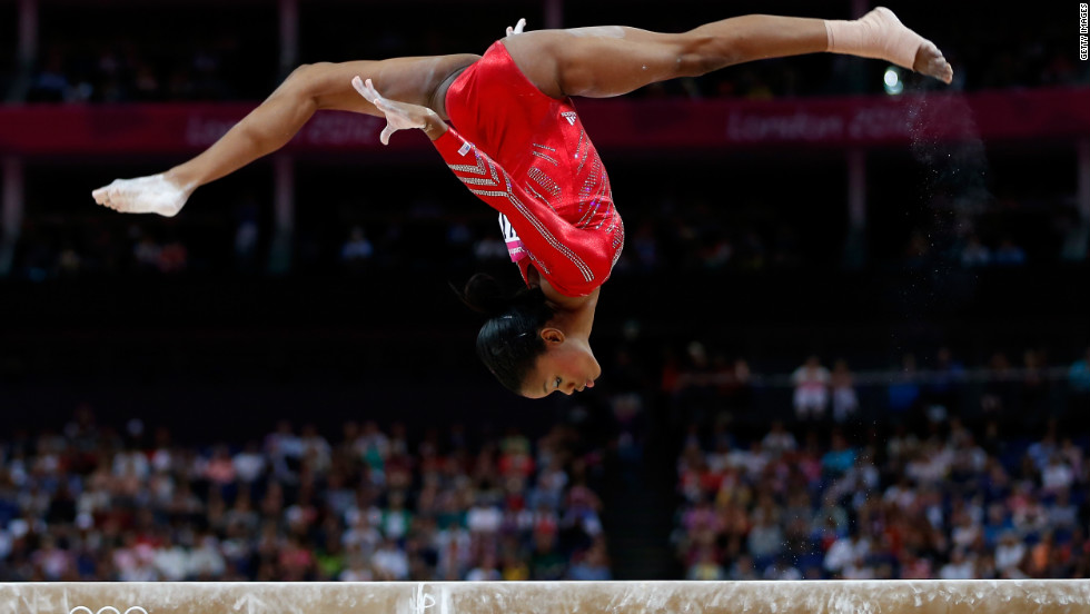 Not only is she the first African-American gymnast to perform for Team USA but 16-year-old Gabby Douglas also won two gold medals at the London 2012 Games (one in a team event and one as an individual).