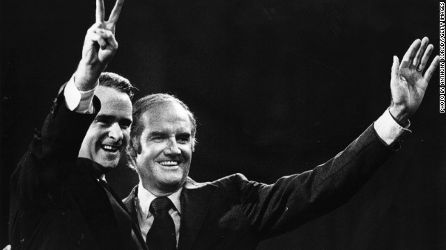 Sen. George McGovern, right, and running mate Sen. Thomas Eagleton during the 1972 campaign.