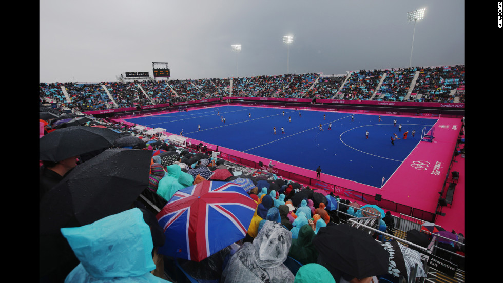 Pakistan and South Africa square off in a men&#39;s field hockey match at Riverbank Arena Hockey Centre in London.