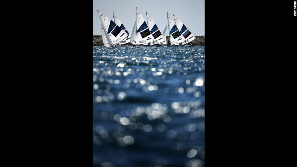 Action from the star class medal race at Weymouth Harbour in Weymouth, England.