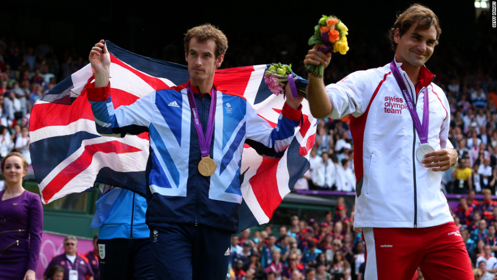 Four years later, he had to settle for silver after being beaten by Andy Murray, left, in the London men&#39;s singles final.