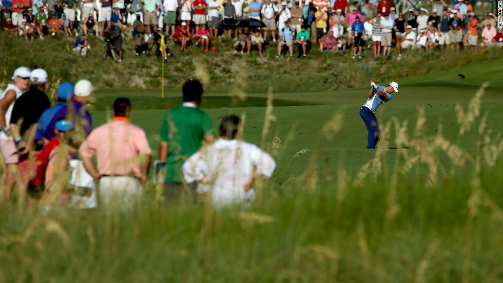 Martin Kaymer of Germany hits a shot from the 10th fairway on Thursday.