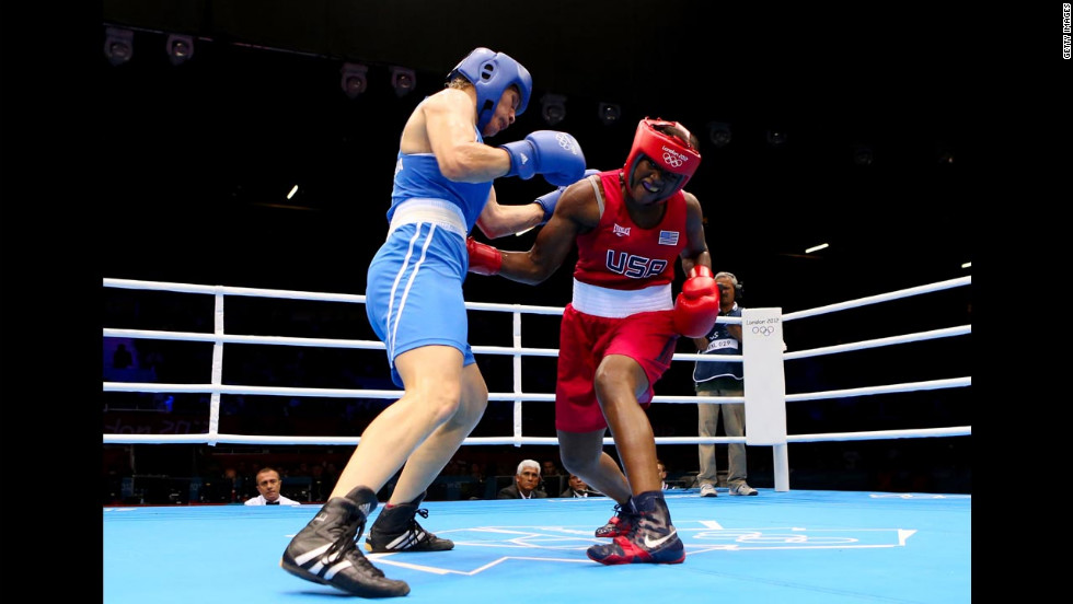 Shields trades punches with Torlopova during the final.