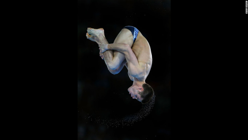 David Boudia performs in the men&#39;s 10-meter platform diving final.