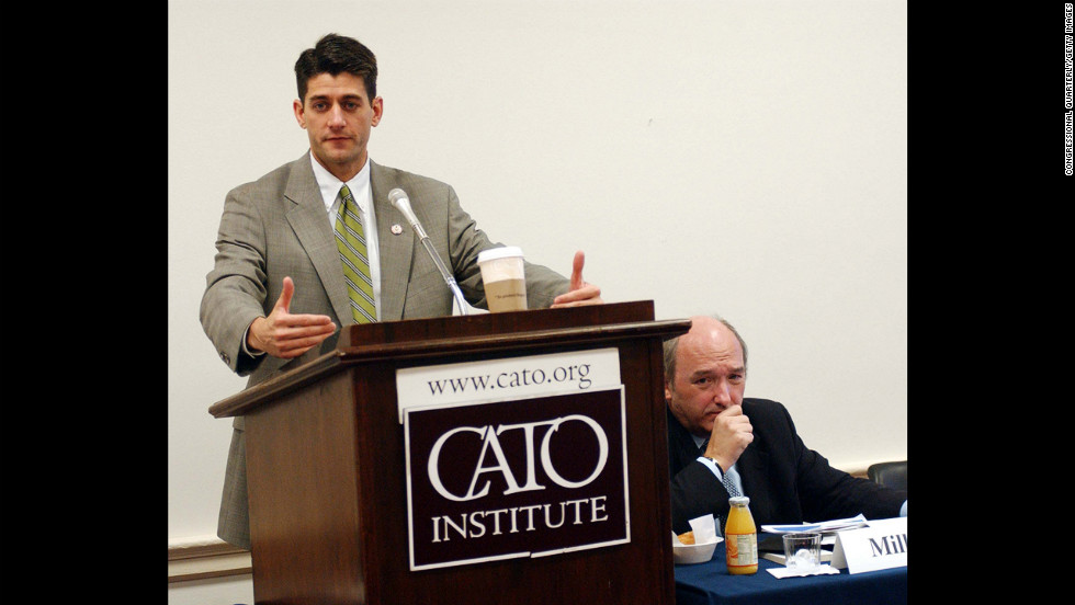 Ryan speaks at a Cato Institute briefing on Medicare reform in the Rayburn House Office Building in Washington on July 22, 2003.