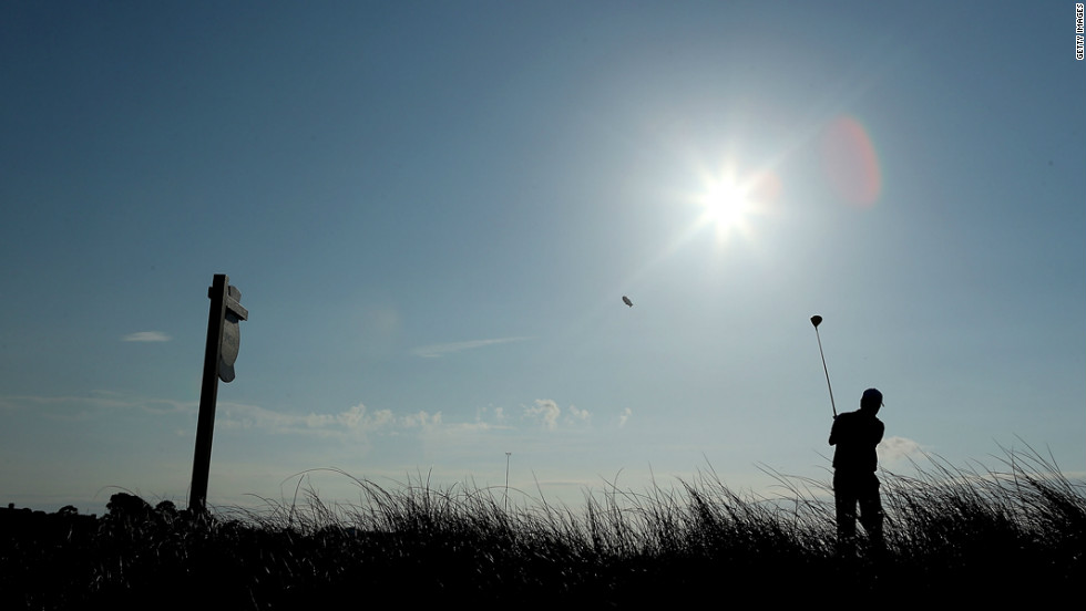 Tim Clark of South Africa hits off the15th tee.