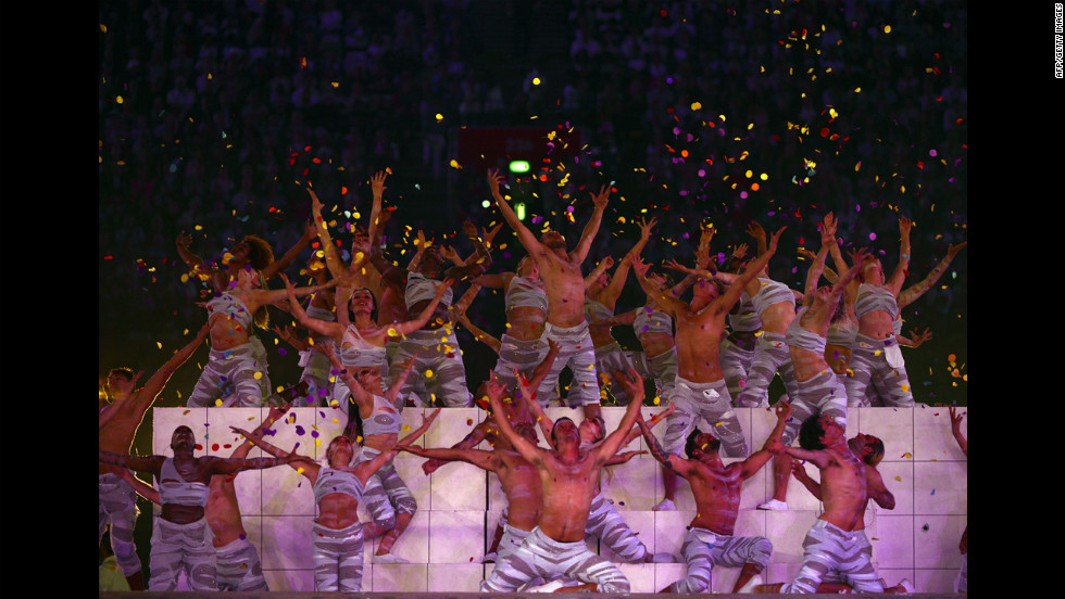 Artists perform during the closing ceremony.