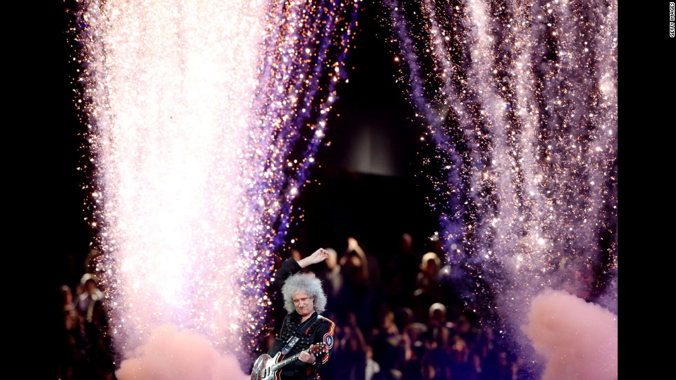 Brian May of Queen performs during the closing ceremony.