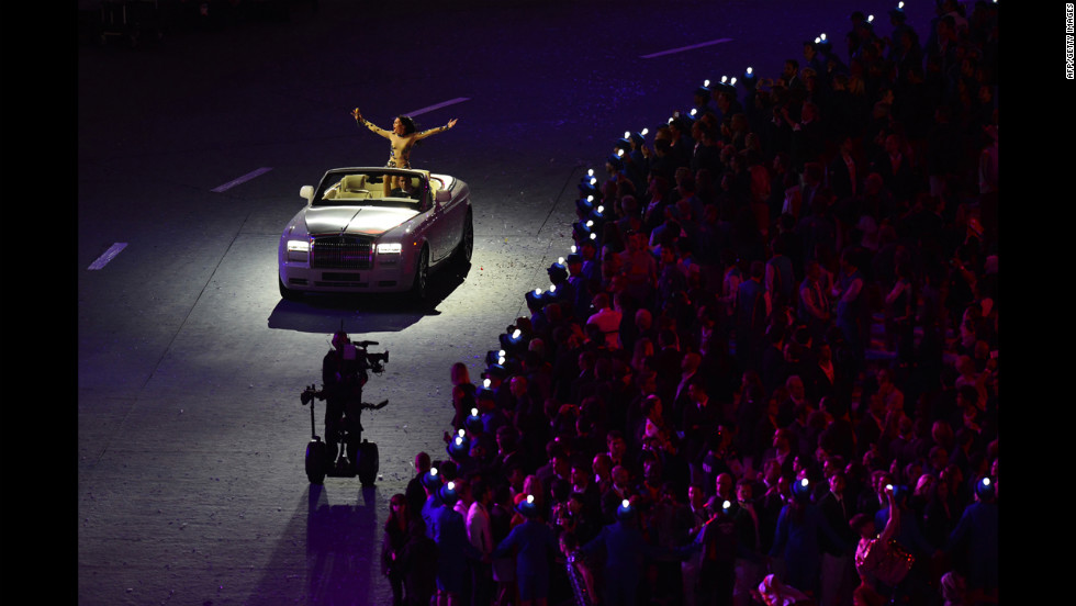 British singer Jesse J inside the Olympic stadium.