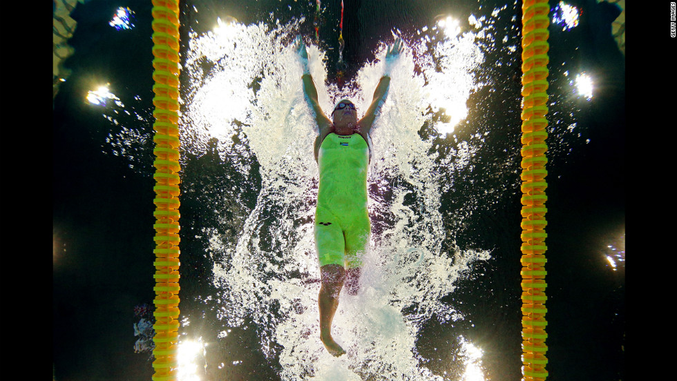 Natalie du Toit of South Africa competes in the women&#39;s 100-meter butterfly heat.