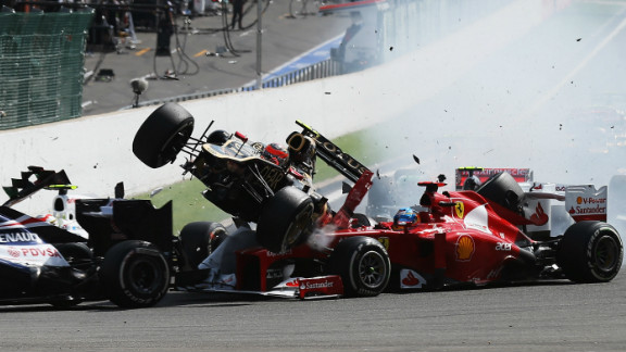 Dramatic first corner crash at Belgian Grand Prix takes out four F1 drivers