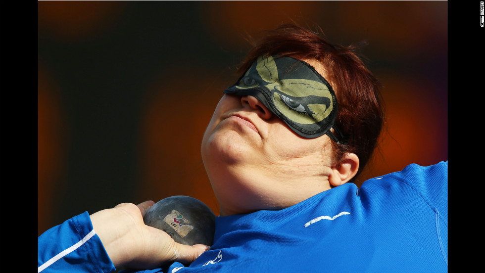 Assunta Legnante of Italy competes in the women&#39;s shot put F11/F12 final on Wednesday.