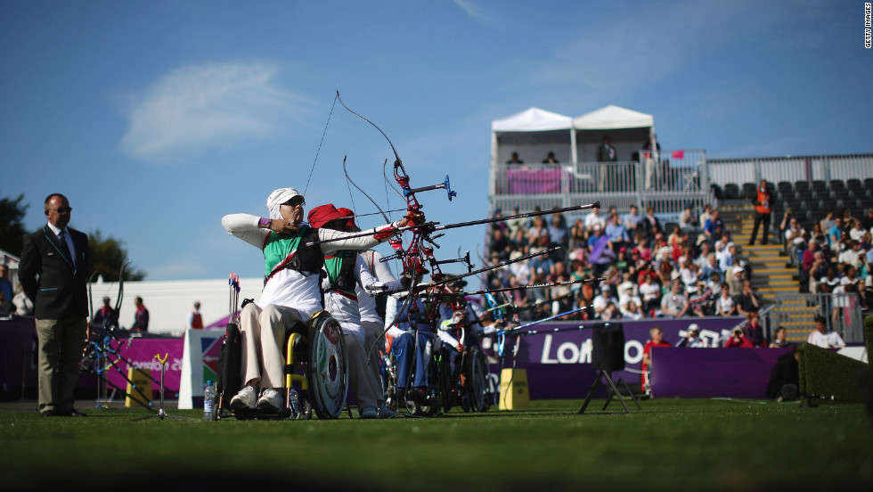 Zahra Javanmard of Iran competes in the women&#39;s team recurve open qualifying round in archery on Wednesday.