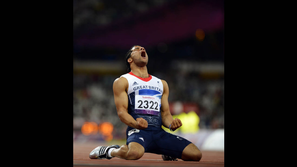 Britain&#39;s Sam Ruddock reacts after his men&#39;s 200-meter T35 round 1 athletics heat on Thursday.