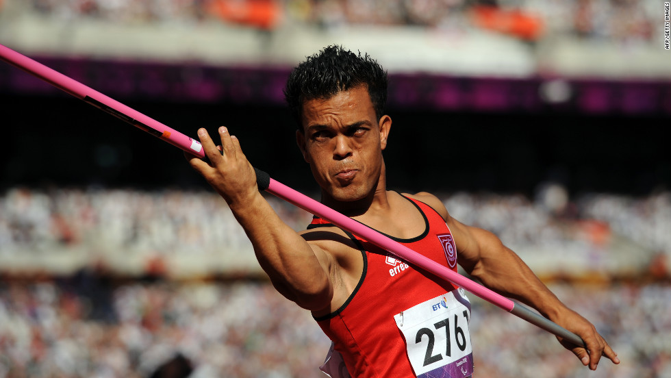 Tunisia&#39;s Mohamed Amara competes in the men&#39;s javelin throw F40 final Friday.