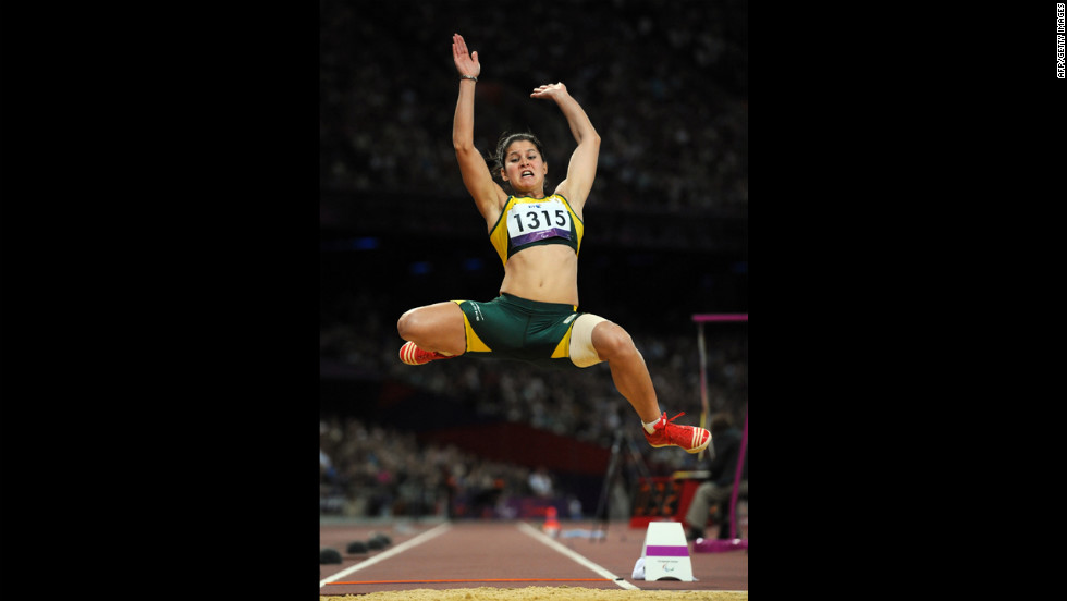 South Africa&#39;s Johanna Pretorius competes in the women&#39;s long jump F13 final on Friday.