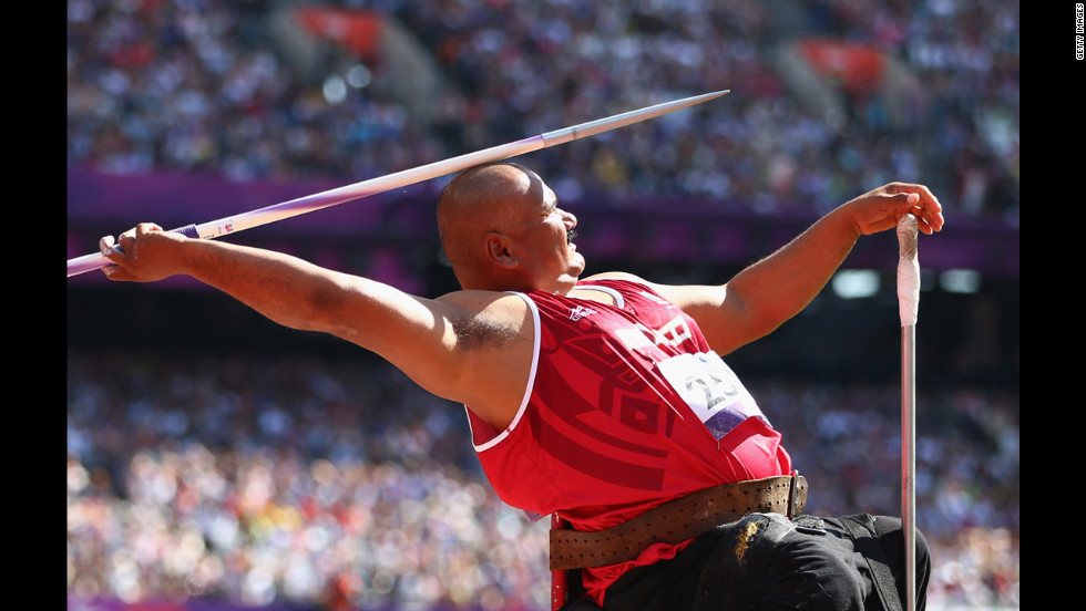 Mexican Luis Alberto Zepeda Felix competes in the men&#39;s javelin throw F54/55/56 final on Saturday.