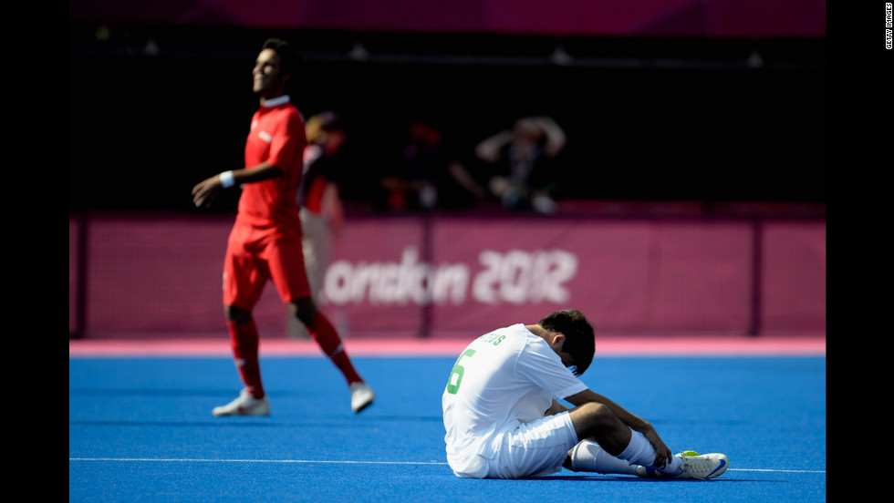 Mateus Francisco Tostes Calvo of Brazil, in white, sits on the field after losing to Iran 5-0 in the men&#39;s team football 7-a-side bronze medal match Sunday.