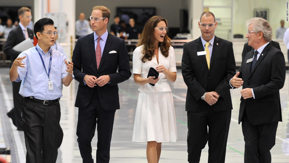 Prince William and Catherine tour the Rolls Royce plant on Wednesday.