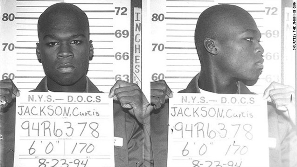 Curtis Jackson, aka 50 Cent, posed for this mug shot in 1994 when he was arrested at 19 for allegedly dealing heroin and crack cocaine. 