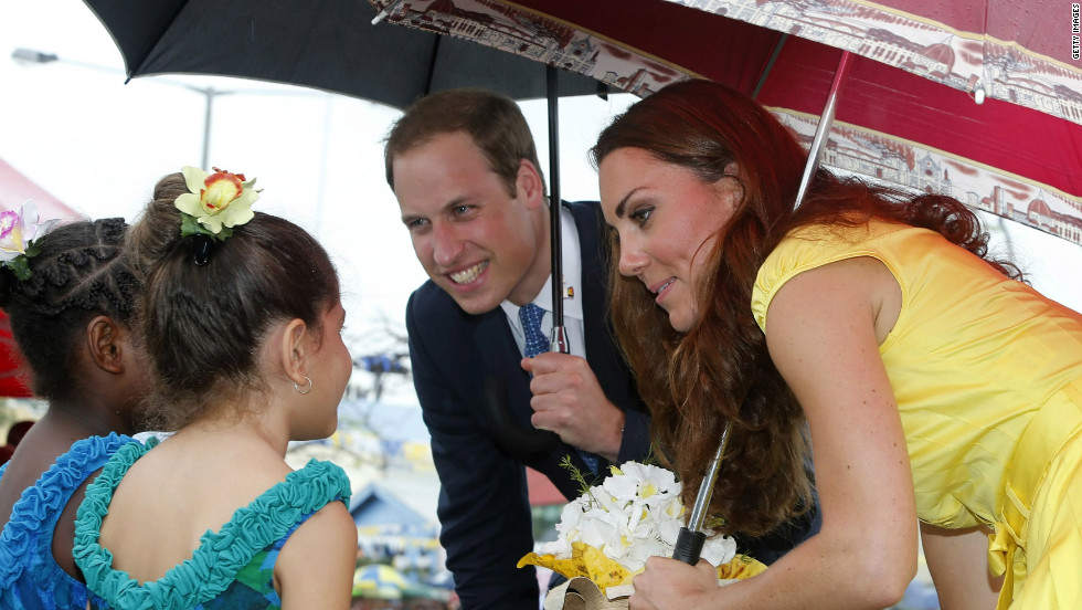 Prince William and Catherine, Duchess of Cambridge, meet young well-wishers during a visit to the Coast Watcher and Solomon Scouts Memorial on Day Seven of their Diamond Jubilee Tour in Honiara, Solomon Islands, on Monday.