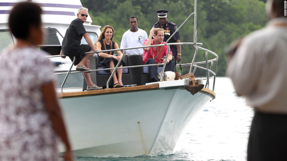 The royal couple visits Tuvanipupu Island in Honiara on Monday.