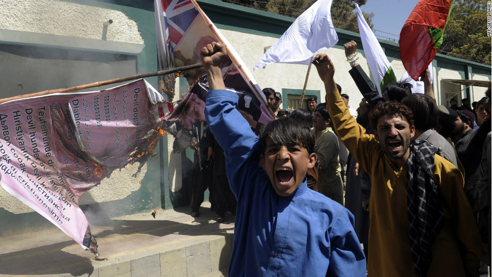 On Monday Pakistani Muslim demonstrators shout anti-US slogans during a protest in Quetta.