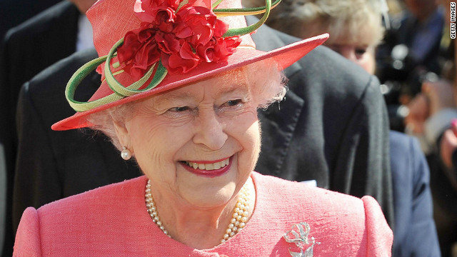 Queen Elizabeth II smiles in Victoria Square during her Diamond Jubilee visit to the City on July 12, 2012 in Birmingham, England. 