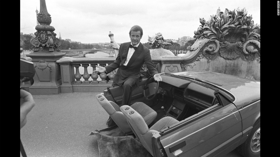 Roger Moore on set during the filming of &quot;A View to a Kill&quot; in Paris, France in August 1984. 