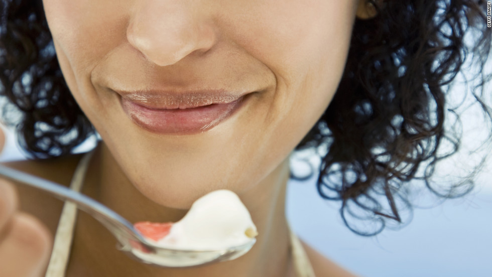 Calcium helps the body slim down — and yogurt has up to 50% more of it per ounce than milk.