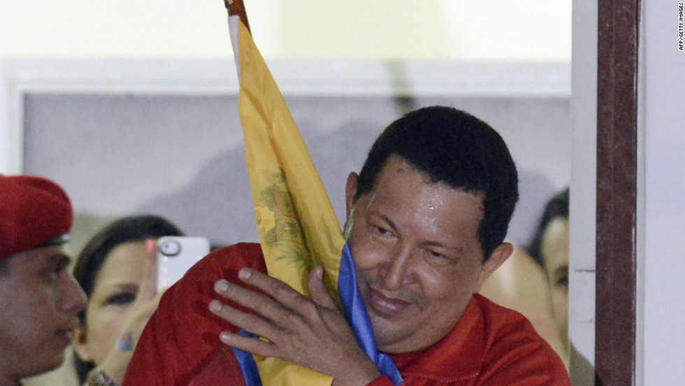 Hugo Chavez embraces a Venezuelan flag after winning re-election Sunday, October 7. Chavez, who has been Venezuela&#39;s president since 1999, defeated Henrique Capriles Radonski. &lt;a href=&quot;http://www.cnn.com/SPECIALS/world/photography/index.html&quot; target=&quot;_blank&quot;&gt;See more of CNN&#39;s best photography&lt;/a&gt;.