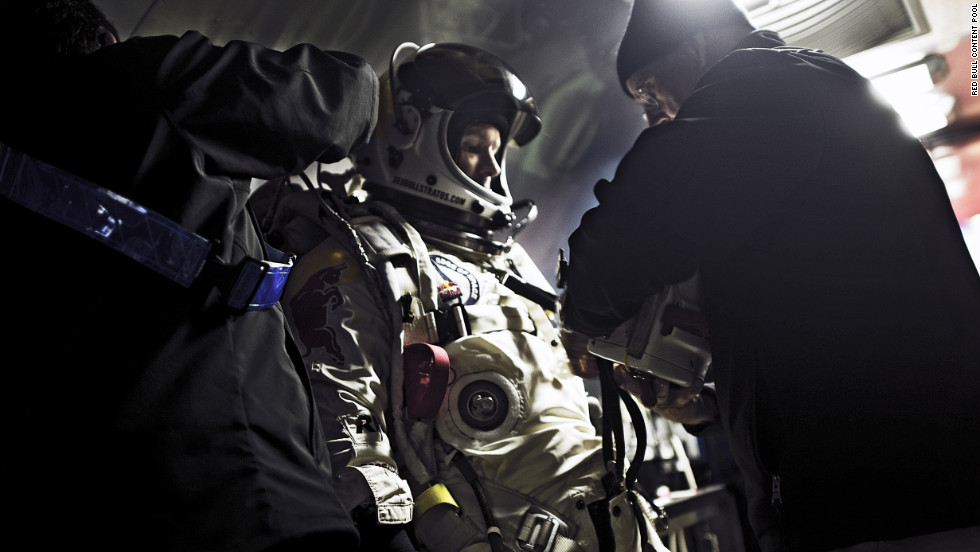 Baumgartner stands in his trailer during preparations Saturday, October 6.