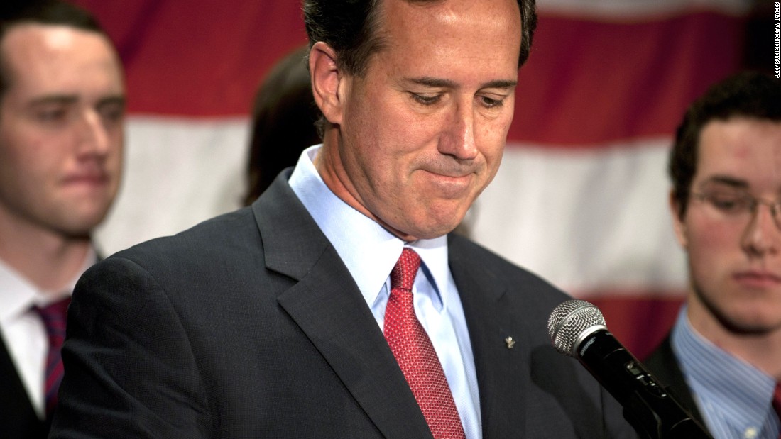 In the 2012 Iowa Republican caucuses, the initial returns gave Massachusetts Gov. Mitt Romney a victory by 8 votes. In the final tally Sen. Rick Santorum won by 34 votes, but results from several precincts were missing and the full actual results may never be known. Pictured, Santorum announces in April 2012 that he will be suspending his campaign.