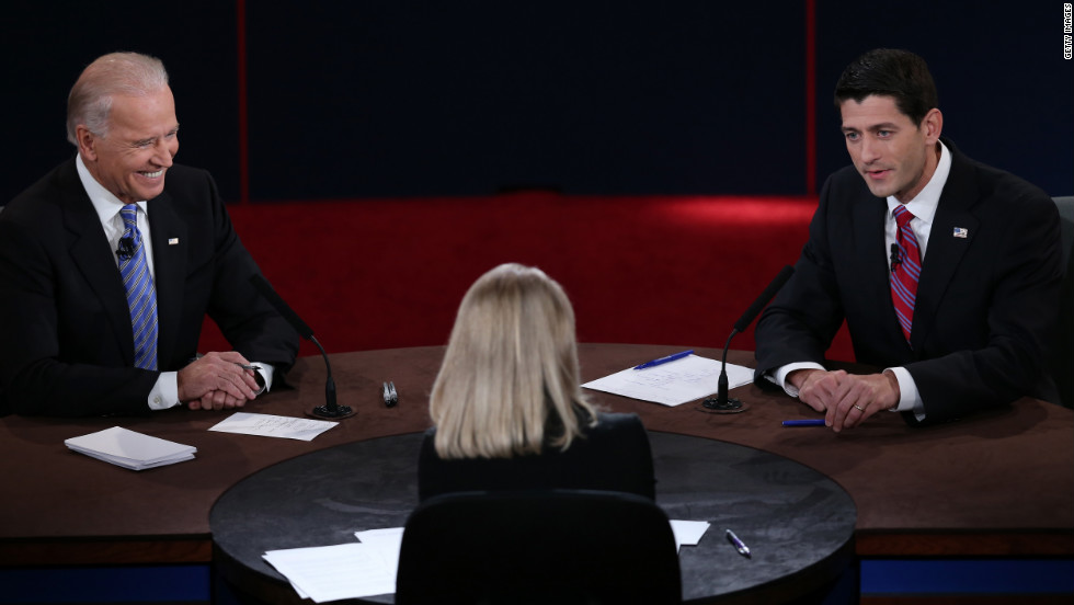 Vice President Biden, left, and Republican vice presidential candidate Ryan, right, participate in the debate.