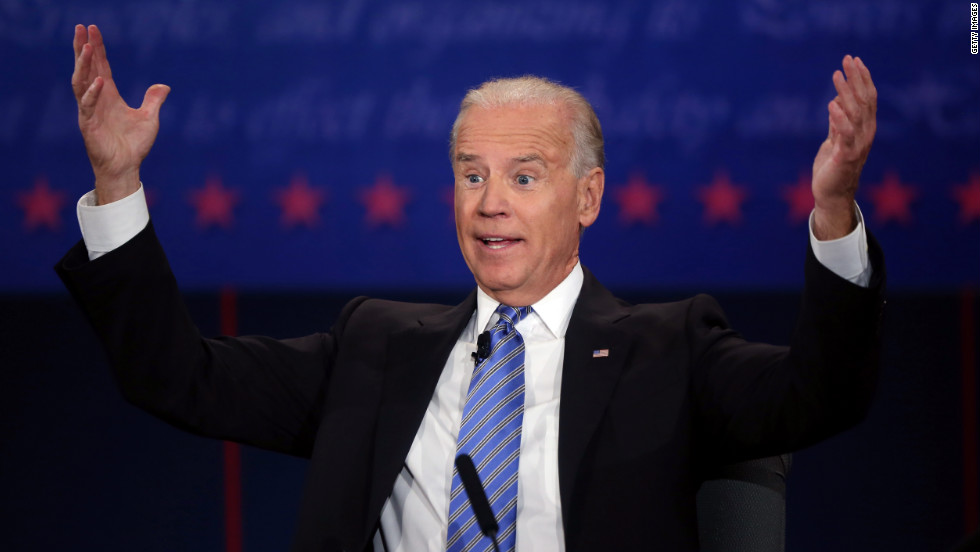 Vice President Biden reacts during the debate.