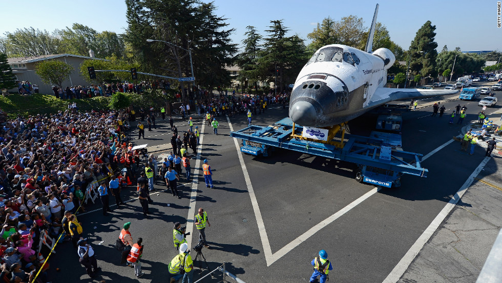 Endeavour makes a turn at an intersection.