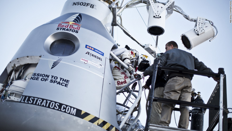 Baumgartner steps in to the capsule on Sunday. He has been physically and mentally preparing for five years.