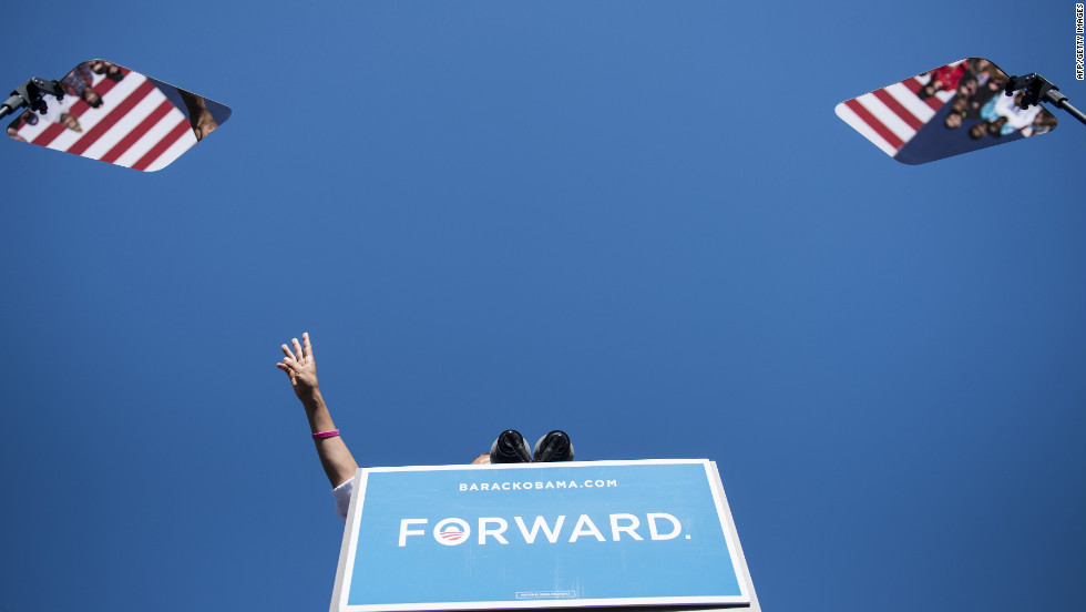 Obama speaks during a rally at Veterans Memorial Park in Manchester, New Hampshire, on Thursday.