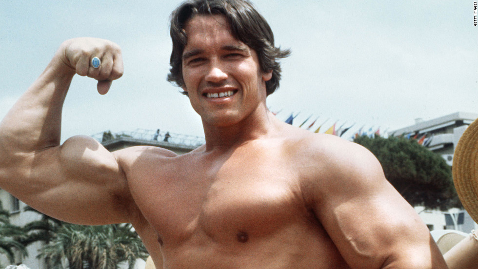 Arnold Schwarzenegger wasn&#39;t always a politician. Here he poses during the 1977 Cannes Film Festival, where he presented &quot;Pumping Iron,&quot; a documentary about body building. 