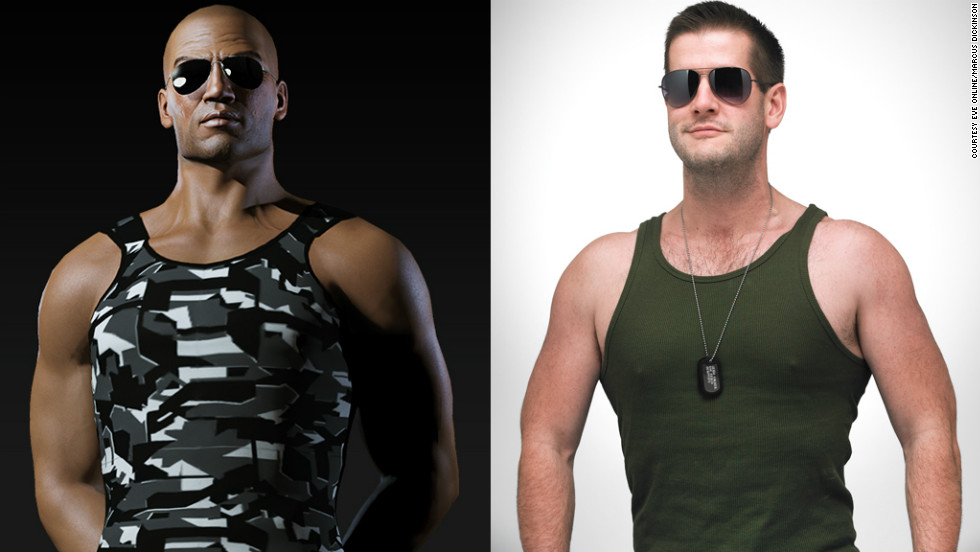 Marcus Dickinson, right, has dropped 45 pounds and toned up to become more like his online persona, Roc Wieler from &quot;&lt;a href=&quot;http://www.eveonline.com/&quot; target=&quot;_blank&quot;&gt;EVE Online&lt;/a&gt;.&quot;